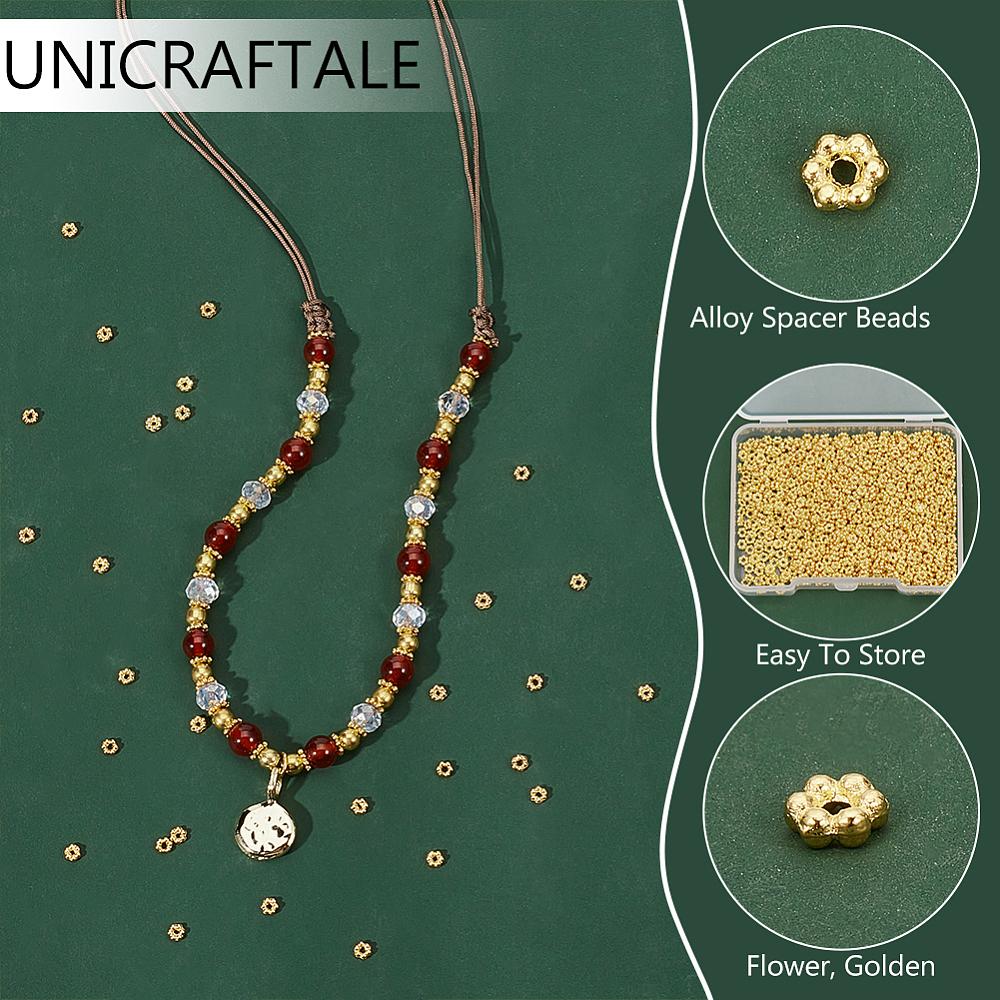 1000Pcs Tibetan Style Alloy Daisy Spacer Beads, Cadmium Free & Lead Free, Flower, Golden, 4x1.5mm, Hole: 1mm, 1000pcs/set