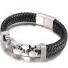 Friendship Man Bracelets Stainless Steel Braided Genuine Leather Wristband Cuff Bracelet Men Jewellery Gifts for Boyfriend Him