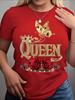Women's graphic short-sleeved round neck casual women's T-shirt, fashionable and elegant