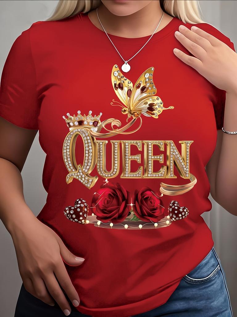 Women's graphic short-sleeved round neck casual women's T-shirt, fashionable and elegant
