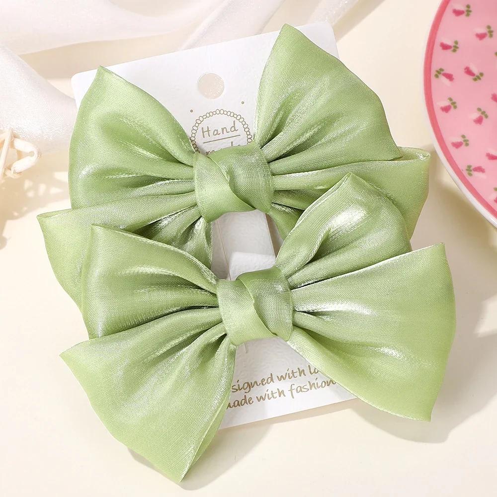BABY BOWS 2Pcs 4.3inch Big Bows Chiffon Hair Clips Cheer Bowknot Hairpin Children Headdress Fashion Girls Hair Accessories