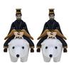 1/2Pcs Qin Shihuang Riding Polar Bear Figurine Qin Dynasty First Emperor Riding Bear Statue Home Office Humorous Desktop Decoration