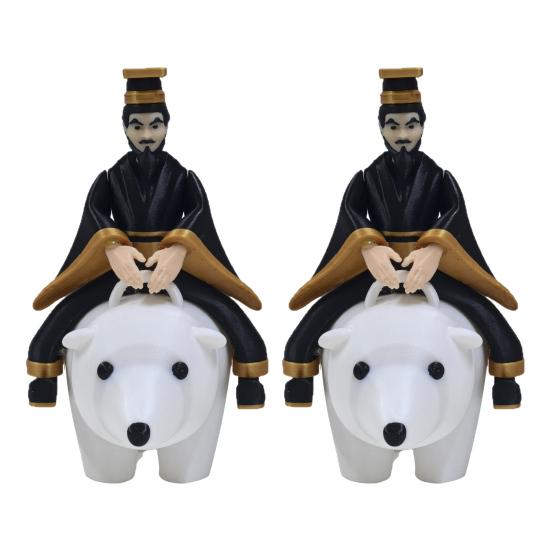 1/2Pcs Qin Shihuang Riding Polar Bear Figurine Qin Dynasty First Emperor Riding Bear Statue Home Office Humorous Desktop Decoration