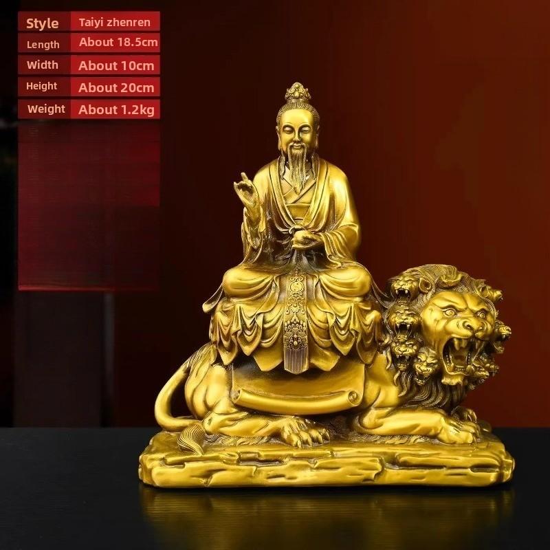 Copper Taoist Deity Figurine Celestial Worthy Savior From Suffering for Home Living Decor