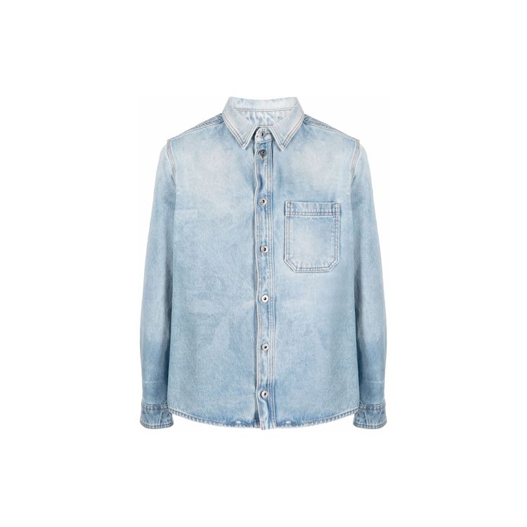 

Off-White Ss21 Lapel Button Mark Pen Long Sleeve Shirt Men shirts Blue OMYD027F21DEN0034001 M