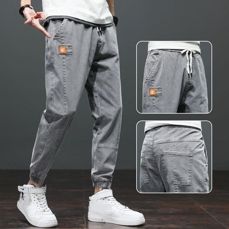 Pantaloni Estivi da Uomo in Tessuto di Cotone Sottile 2026 Retro Colore Unico Lavati alla Caviglia Larghi Casual Pantaloni da Trekking Jogging Taglia Grande S-5XL