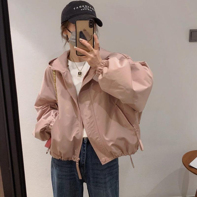 Hooded Jacket for Women in Spring and Autumn Short Jacket Fashionable Versatile Casual Loose Jacket