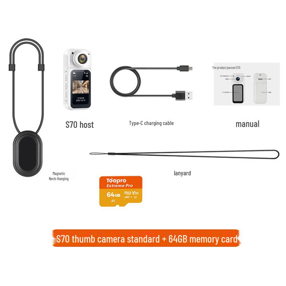 Magnetic 2.7K Night Vision Action Camera with Image Stabilization - Wearable Outdoor Thumb Camera for Cycling