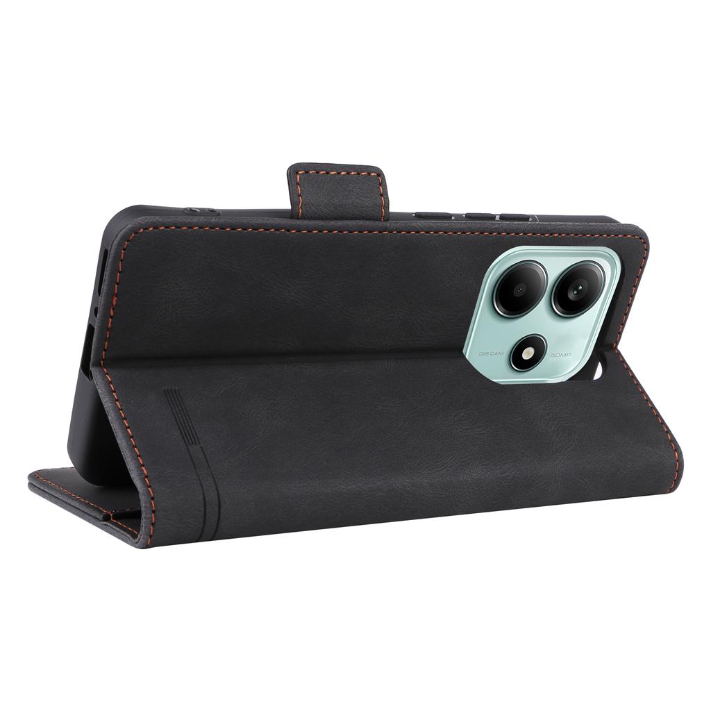 For Xiaomi Redmi Note 14 4G (163.25mm) Case Leather Wallet Flip Phone Cover with Hardware Decor
