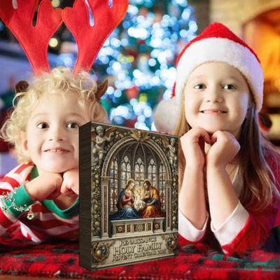 Yousheng Renaissance Holy Family Advent Calendar 24-Day Christmas Countdown Box with Biblical Nativity Scene Ornaments Holiday Decor for Kids