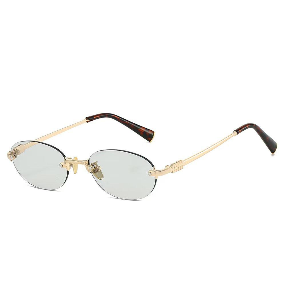 Oval Shape Women'S Sunglasses European American Style Rimless Women Sun Glasses Anti-Reflective Men Sunglass