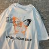 To Be Yourself A Butterfly Tshirts Men Women Oversize Vintage Sweat T Shirts Loose Cotton T-Shirts Cartoon Summer Tee Clothes