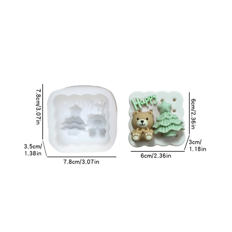 Festival Embosseds Christmas Bear Silicone Candle Mould for Crafting Holiday Decorations