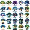 50 Sheets: Magic Tree Retro Style PET Transparent Stickers for Mugs & Phone Cases
