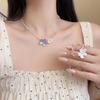 Purple Flower Crystal Bead Necklace Colorful Mixed Glass Beads Gentle Exquisite High-End Sweet Necklace Women's Jewelry Gifts