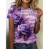 Colorful Flower Print T-shirt Casual Daily Flower Print