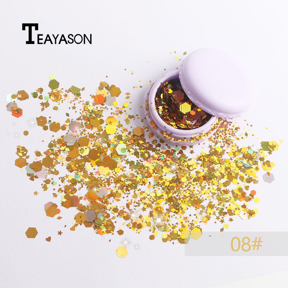 TEAYASON Harajuku Zima Malun Laser-Pailletten im europäischen und amerikanischen Stil, leuchtendes Puder-Schönheits-Make-up, Musikfestival-Make-up