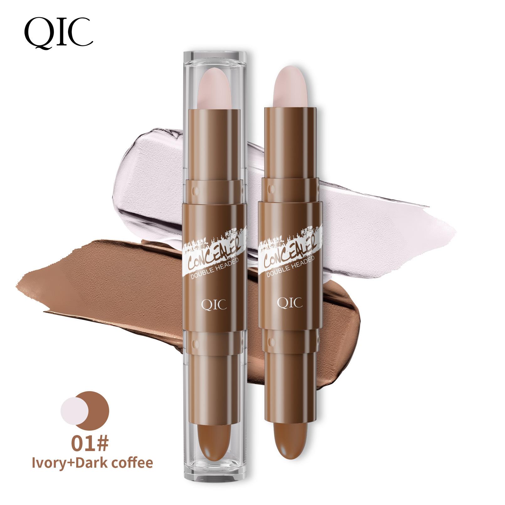 Double Head Dual-Purpose Highlight Contour Concealer Stick Natural Three-Dimensional Nose Shadow Shadow Grooming Waterproof And Brightening Highlight 2.8g*2*3pcs
