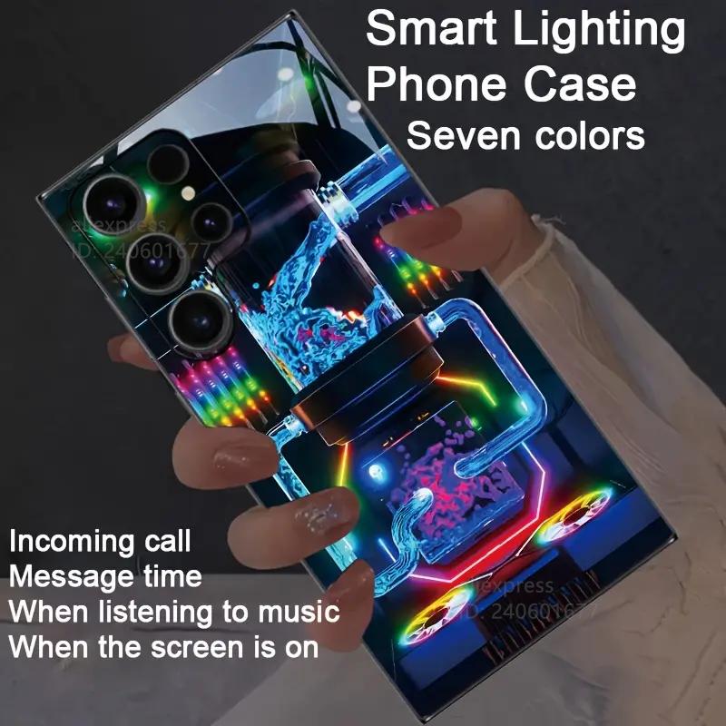 Mechanical Colorful Voice Control Luminous Phone Case For S25 S24 Ultra S22 S23 Plus S21 FE S20 Ultra A55 A35 A15 LED Back Cover