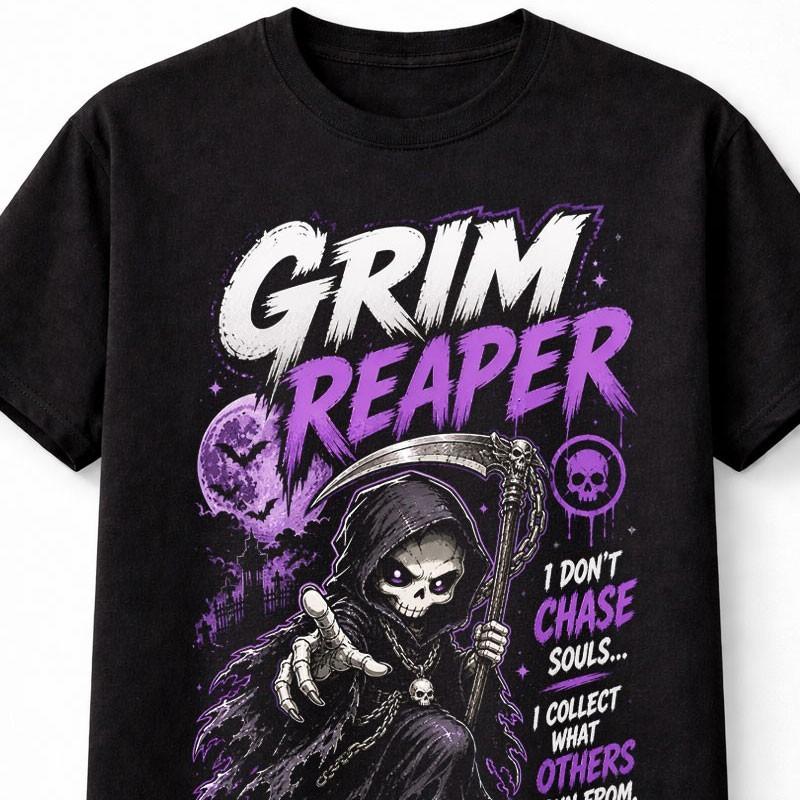 Grim Reaper Gothic Skeleton Death Horror Quote Graphic Unisex TShirt