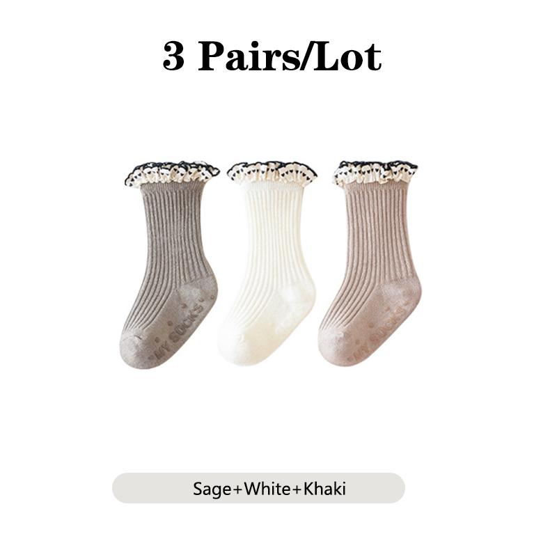 3 Pairs/Lot Baby Girls Socks Toddler Spanish Style Cotton Kids Socks Newborn Infant Socks For 0-8 Years