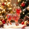 Glückbringendes Rot-Gold Chinesisches Tierkreiszeichen Ziege Acryl Hängendes Ornament für Zuhause Auto Mondneujahrsdekoration Geschenk