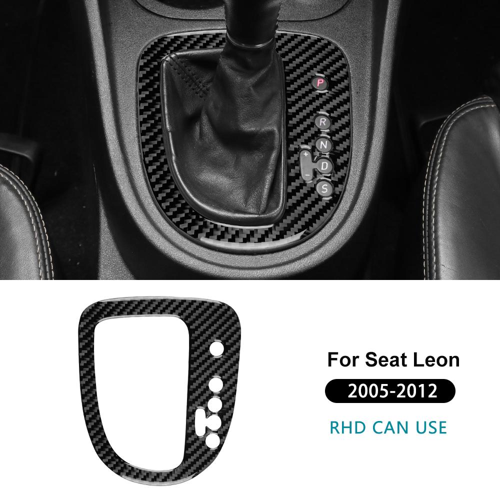 For Seat Leon 2005 2006 2007 2008 2009 2010 2011 2012 Real Soft Carbon Fiber Sticker LHD RHD Car Inner Gear Shift Panel Trim