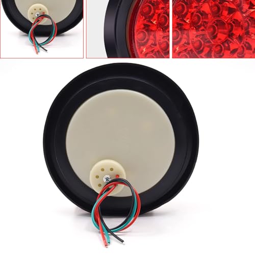 Aoling Tail Light 24V 16LED Round Rear Light with Rubber Waterproof Protective Ring Trailer Truck Tail Light Brake Light Red Light High Low Beam