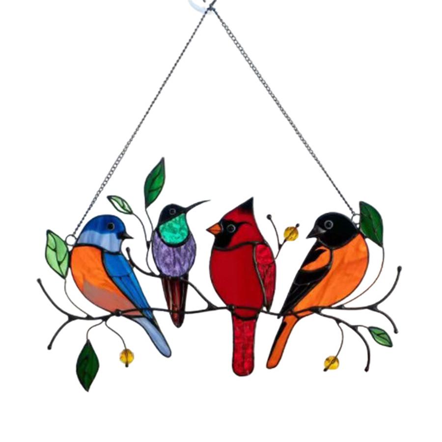 Multicolor Acrylic Panel Bird Stained Glass Suncatcher Window Hanging Home Decor