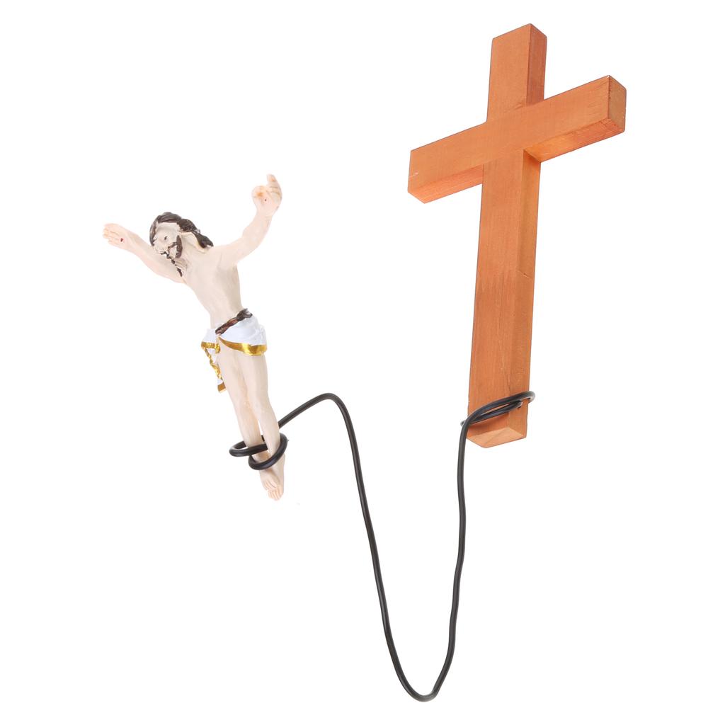Decorazione Innovativa Croce Bungee Jumping Figura Gesù Cristo Croce in Legno Pezzi d'Arte Religiosa Artigianato in Resina per Decorazione Casa