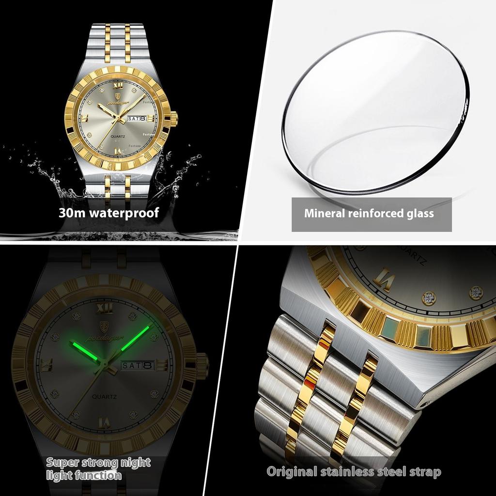 Top Brand Luxury Ultra-thin Men's Watch Diamond-encrusted Waterproof Luminous Quartz Watch