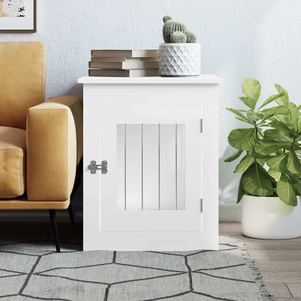 vidaXL Dog Crate Furniture White 55x75x65 Cm Engineered Wood