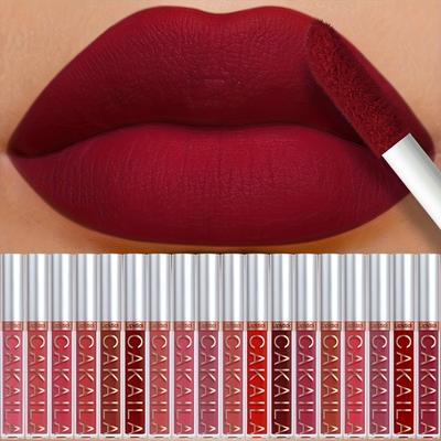 Wasserfestes Flüssig-Lippenstift-Set Nude Dunkelbraun & Matte Rote Nuancen 24 Stunden Lang Haltbarer Lipgloss