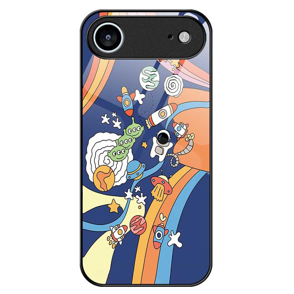 For iPhone 17 Air Case PC TPU Tempered Glass Pattern Printing Phone Back Cover