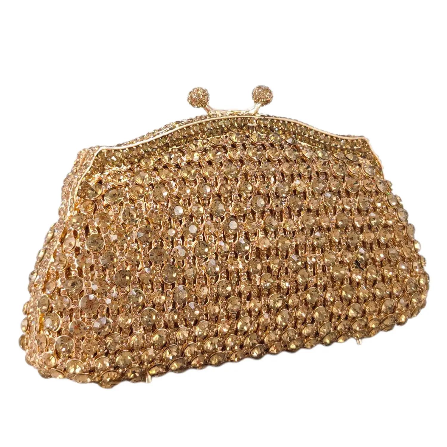 

Boutique De FGG Retro Vintage Women Evening Handbags for Formal Party Crystal Clutch Purse Wedding Bridal Rhinestone Handbag Mini Size