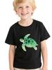 Summer Kids' Casual T-Shirts Sea Turtle Marine Animal Print Black Short Sleeved T-Shirts Fashion Cartoon Pattern Kids' T-Shirts