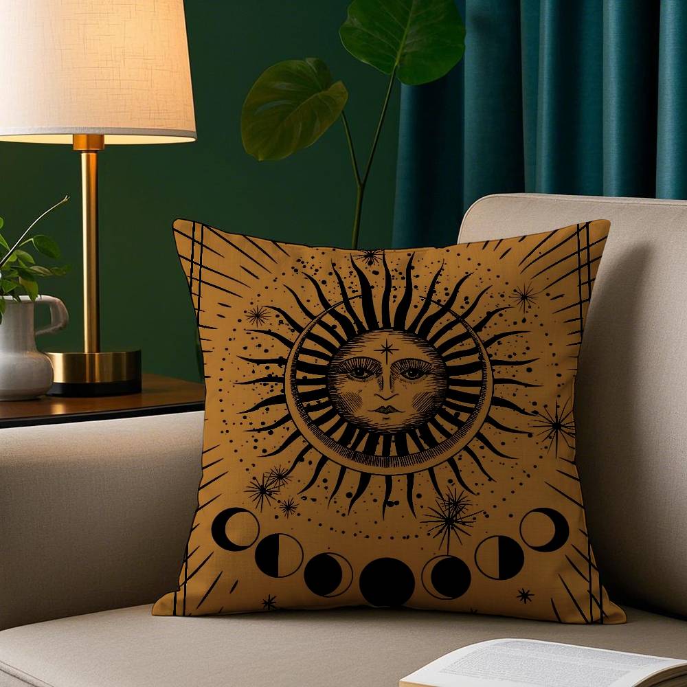 

Чехол для подушки Таро Солнце и Луна Короткий плюш с принтом Наволочка Квадратные наволочки для дивана Домашний декор 12x12Inch