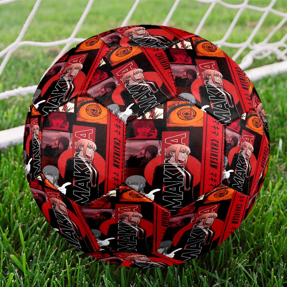 Makima Chainsaw Man Print Size 5 Soccer Ball, Standard Match Football for Sports Game and Team Practice, Ideal Gift for Soccer Fans