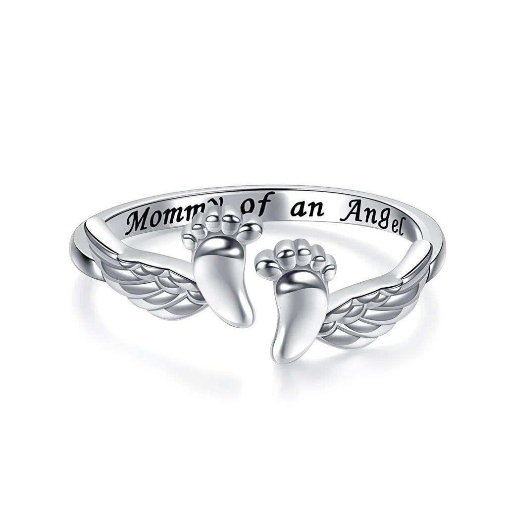Neuer grenzüberschreitender Engelsfingerring: Süßer, eleganter, warmer Schmuck mit Babyfußabdrücken für Frauen.