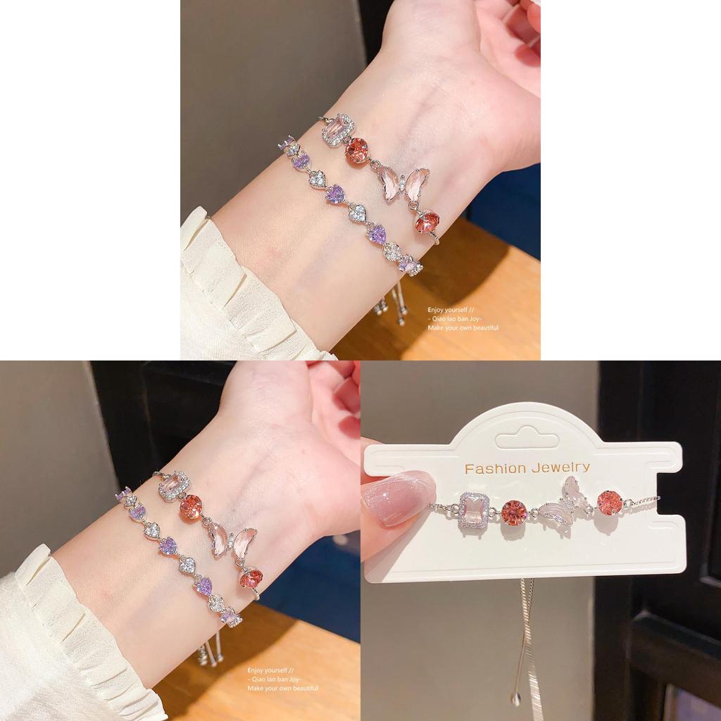 Zircon Butterfly Adjustable Bracelet For Women With Elegant Style And Gift Option