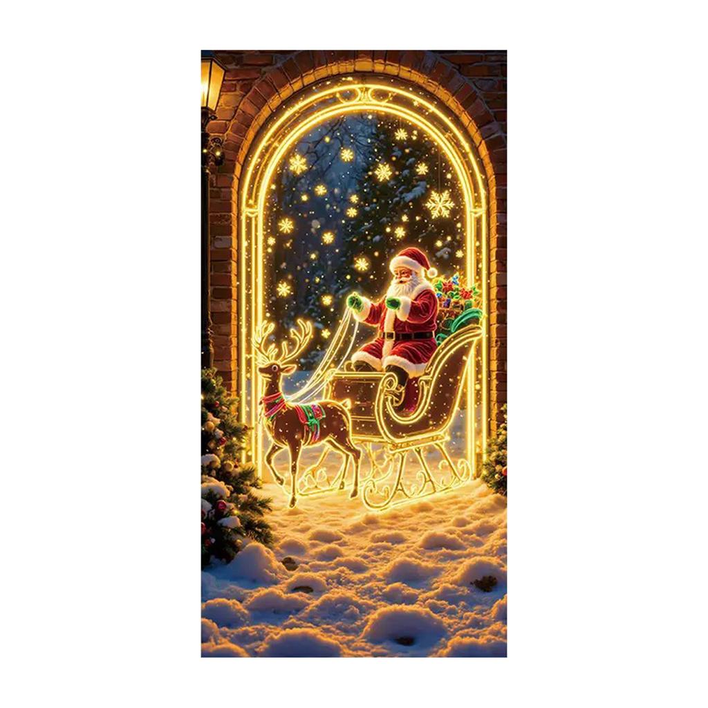 Christmas Fluorescent Door Frame, Door Cover Background, Holiday Party Decoration, Christmas Decoration Hanging Cloth