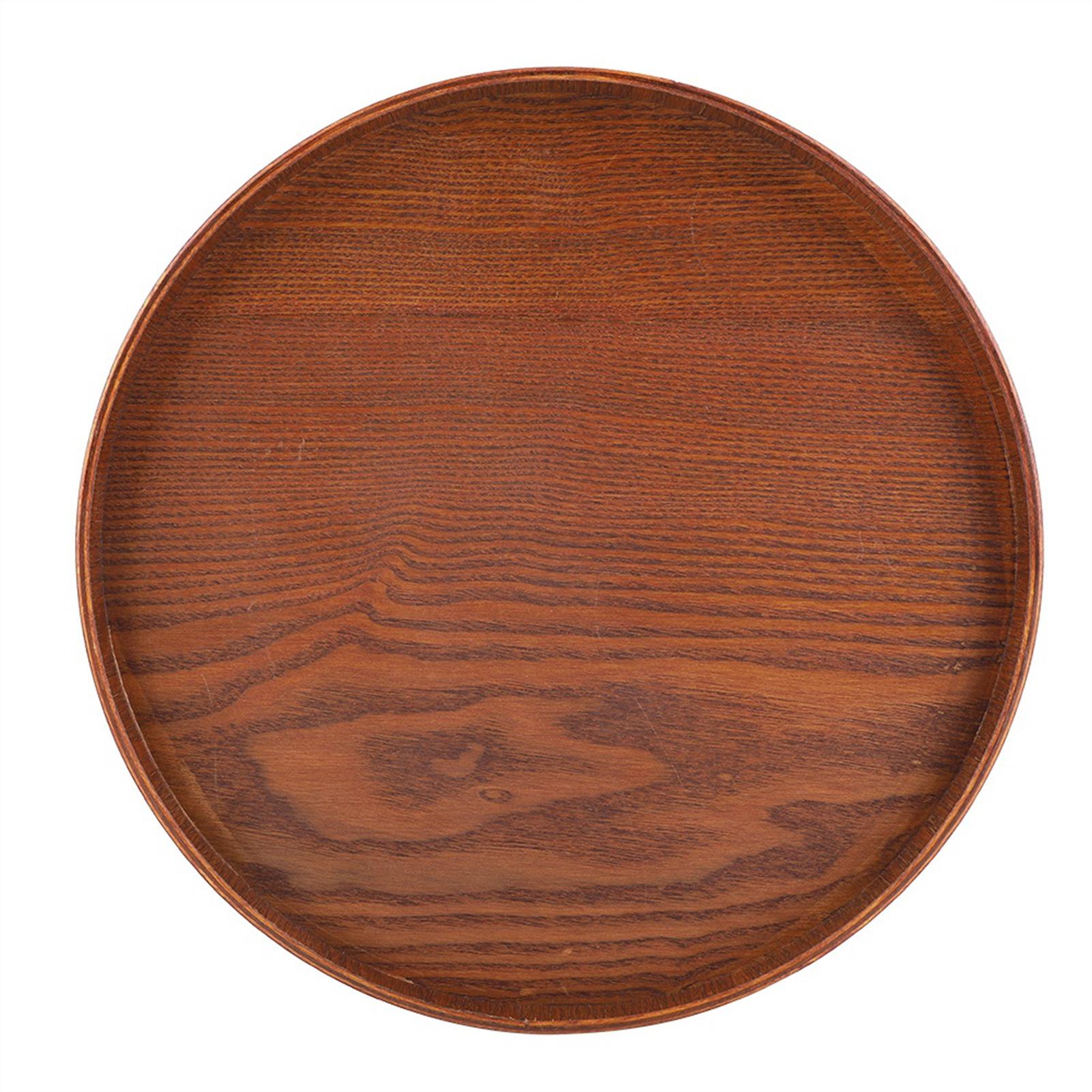 

Round Natural Wood Serving Tray Wooden Plate Tea Food Server Dishes Water Drink Platter 30cm