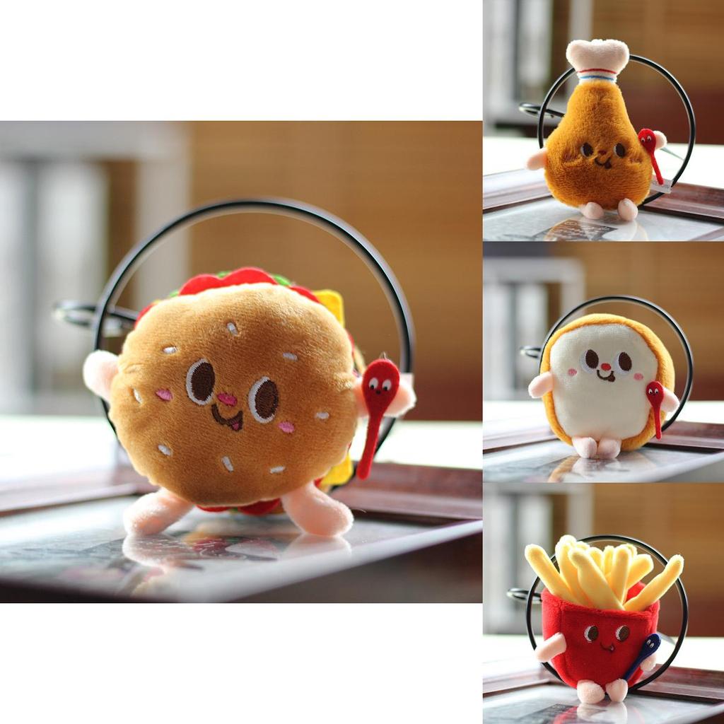 Adorable Plush Hamburger Hot Dog Chicken Leg French Fries Keychain For Backpacks Creative Gift