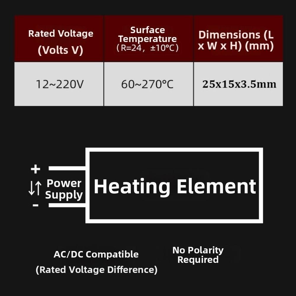 60-270 Degrees Heating Element 12V 24V 110V 220V Curlers Heater  For Miniature Heating