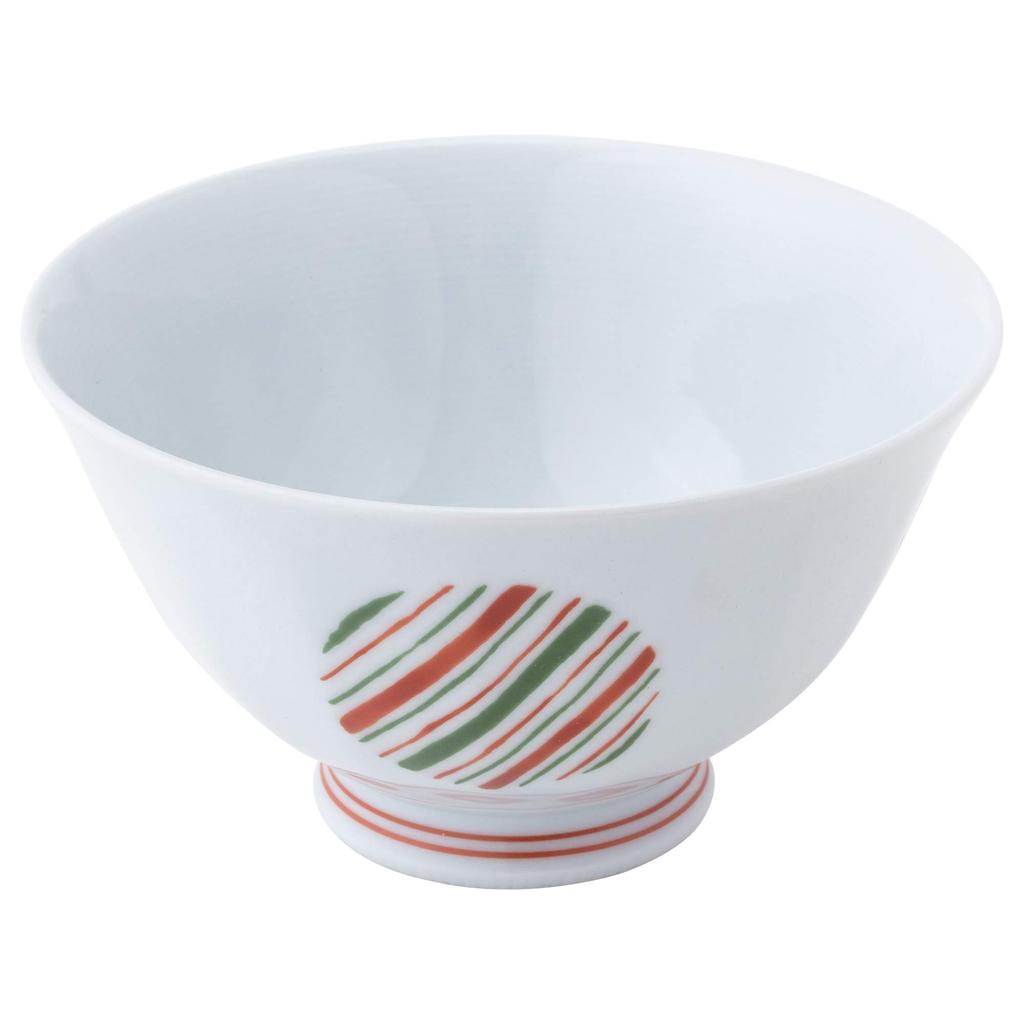 Saikai Pottery Hasami Porcelain Rice Bowls, Dyed & Brocade Design, Set of 5, 13351