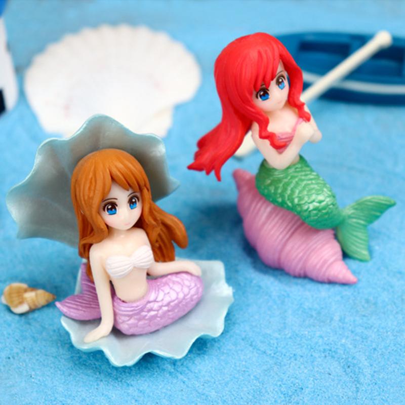 4Pcs/Bag New Creative Mini Cartoon Cute Mermaid Doll Model Fun Home Desktop Decorative Ornaments Children'S Toys Birthday Gift