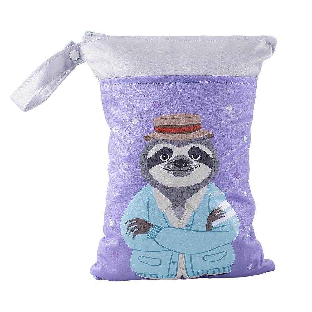 Cross-border Cartoon Print Hanging Baby Storage Bag, Reusable Diaper Bag with Wet/Dry Separation, Double-layer.