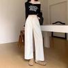 Women's Petite High-Waisted Cropped White Wide-Leg Jeans - Versatile, Slimming, Casual Summer Pants