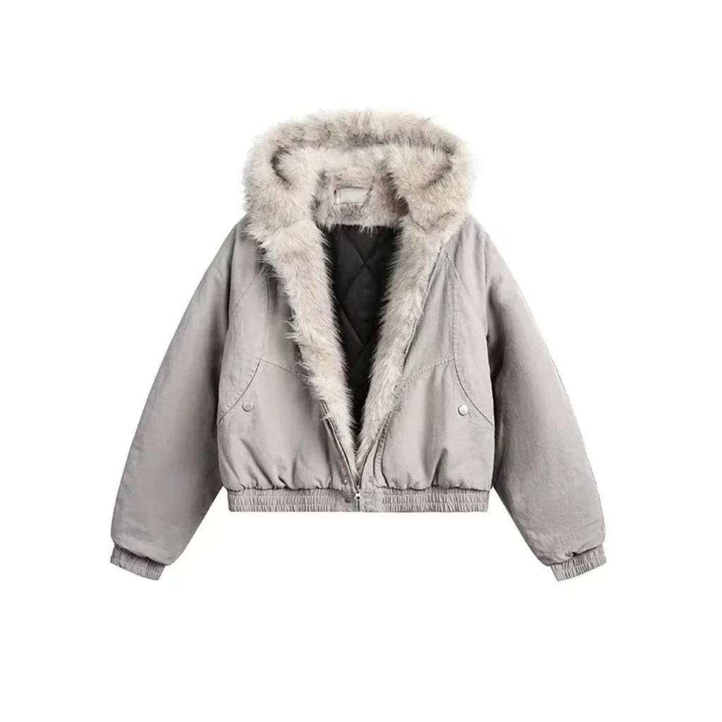 VAYLA Y2K Amerikanische Schwarze Retro Wollkragen Verdickte Baumwolljacke Herren und Damen Mode Punk Vintage Streetwear Lockere Freizeitjacken