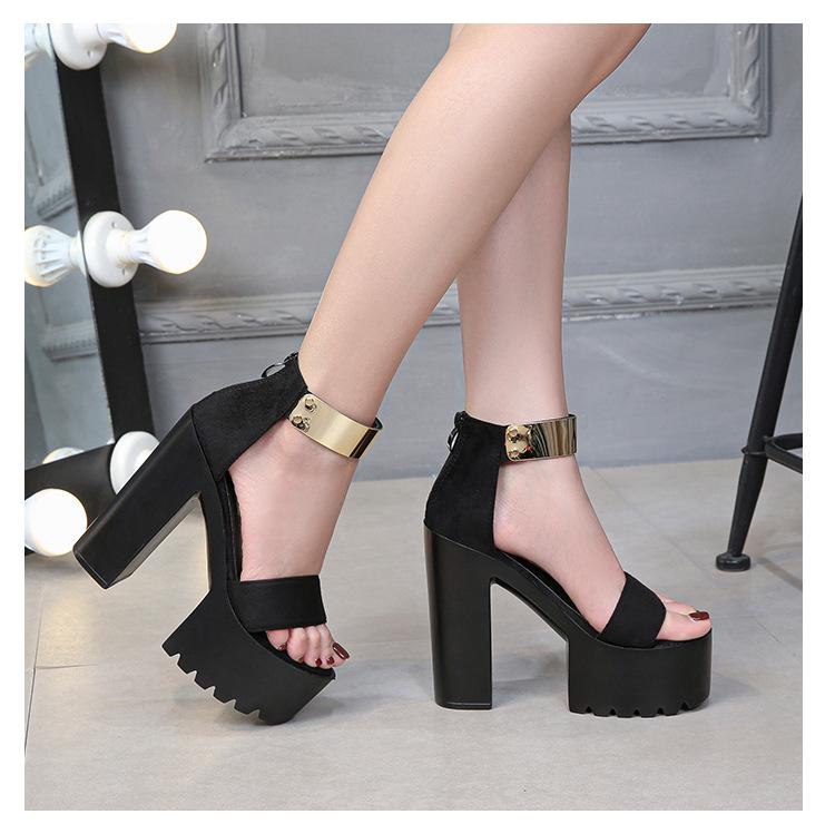 Spring Summer 14CM New High Super High Heel Sandals T-table Thick Heel Waterproof Table Sandals ZYW-651-6